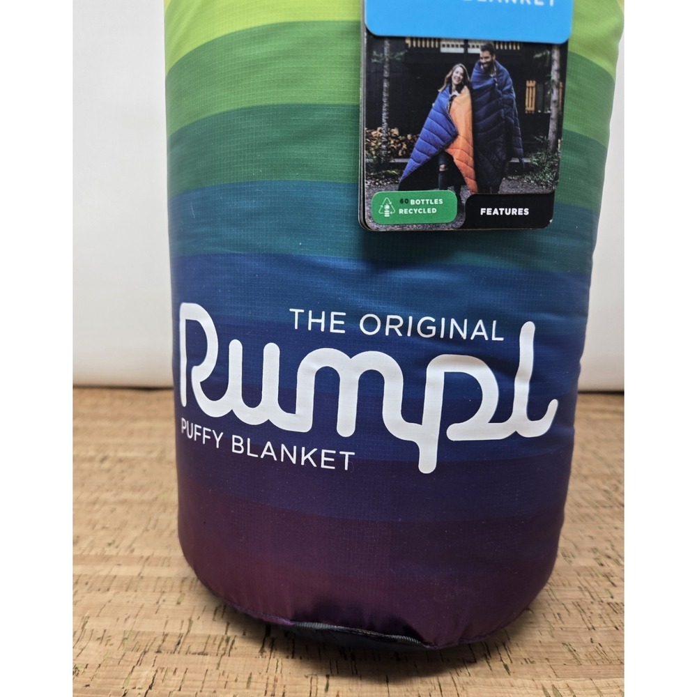 Rumpl Original Puffy Blanket Rainbow Fade Camping Outdoor Sz 52x75" 1 Person - Picture 2 of 9